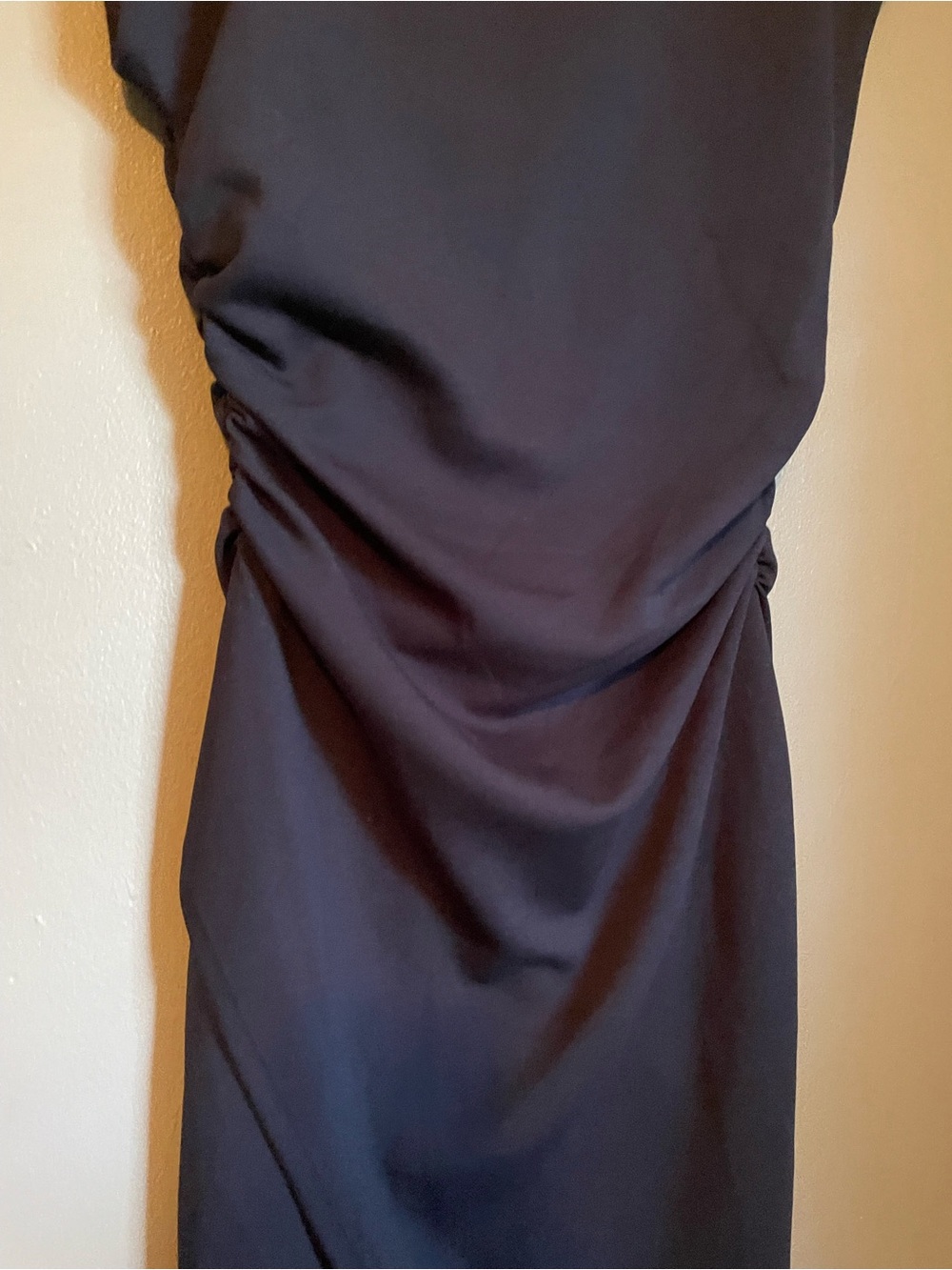 NWT Nordstrom Sz Med Navy Blue Ruched Funnel Neck Midi Work Casual Dress Ret $89 - Picture 8 of 15
